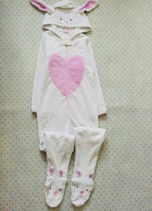 13 років, primark флісовий пухнастий кігурумі зайка з вушками на капюшоні. супер - теплий, м"якеньки