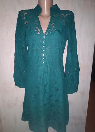 Платье с качественным гипюром 
цвет бутилка