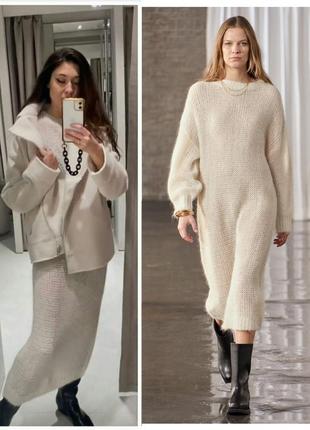 Ажурное платье zara c альпакой s-m/l