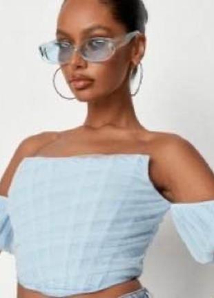 Акція 48 годин! топ блуза кроп корсет з кісточками missguided блакитний голубий