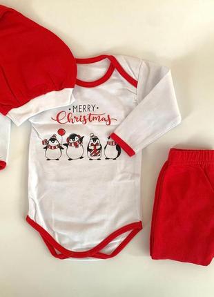 Новогодний комплект шапка брюки бодик