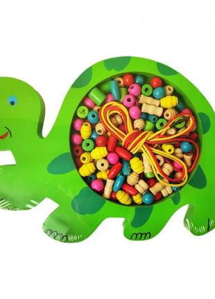 Деревянная игрушка шнуровка ожерелье