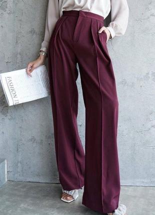 Брюки палаццо на высокой посадке широкие длинные базовые брюки свободные классические прямые трендовые черные серые бордовые