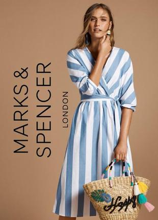 M&s літня сукня з бавовни у смужки на запах