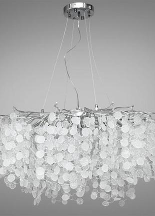 Дизайнерська кришталева люстра гліцинія на 10 ламп, срібного кольору
