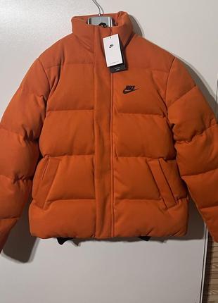 Пуховик (оригинал)  m | nike sportswear tech fleece puffer jacket orange fb7854-893