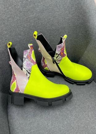 Яркие желтые ботинки vampyr натуральная кожа замш зима деми