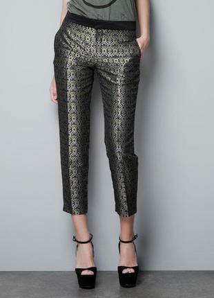 Стильные брюки жаккардовые zara