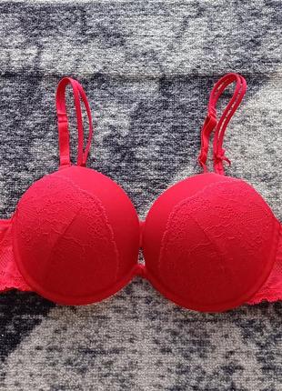 Червоний красивий бюстгальтер із потрійним пушапом h&m
