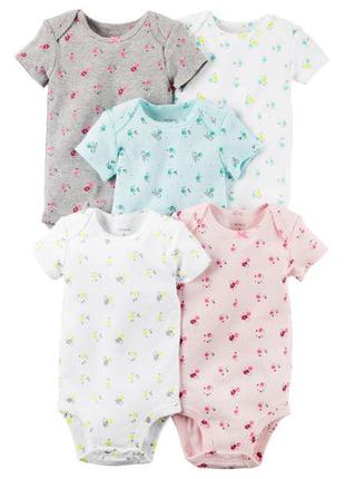 Carters комплект бодиков с коротким рукавом из 5 шт картерс боди colors flowrs