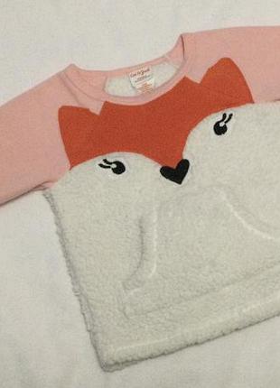 Тепла кофта з лисичкою на 12-18-24 місяці