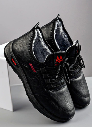 Кроссовки женские зимние черного цвета с искусственным мехом с415