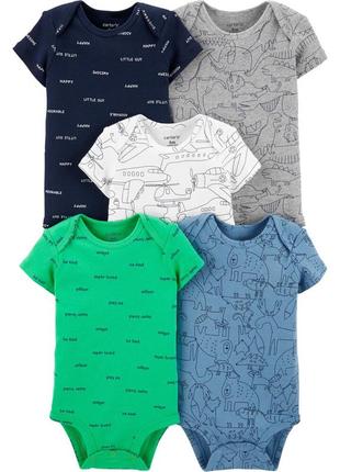 Carters комплект бодиков с коротким рукавом из 5 шт картерс боди самолет