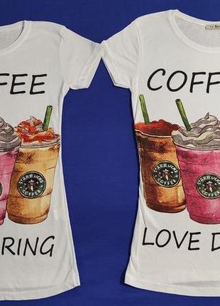 Футболка starbucks. coffee love dring. кофе старбакс