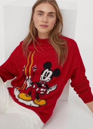 Яскравий зимовий светр свитер h&m disney