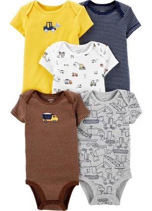 Carters комплект бодиков с коротким рукавом из 5 шт картерс боди стройка