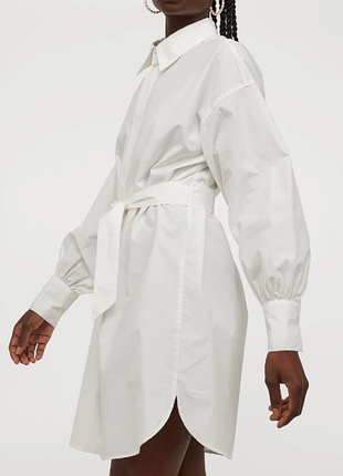 Біла сукня-сорочка бавовна з манжетами кежуал плаття h&m