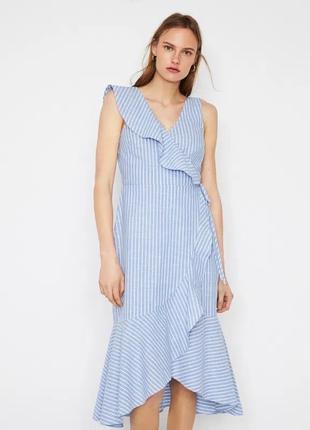 Хлопковое платье на запах в полоску warehouse 12