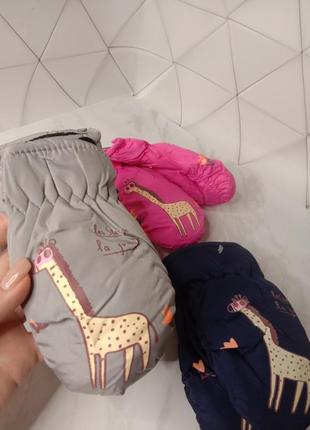 Лыжные детские варежки краги для девочек 2-4 года