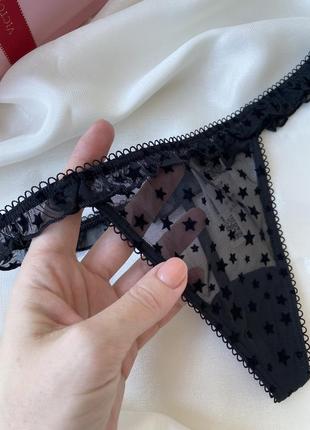 Трусики victoria’s secret pink оригінал чорні стрингі труси прозорі бесшовні рюши