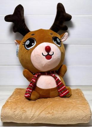 М'яка іграшка - подушка з пледом усередині оленятко.