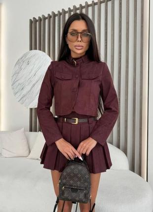 Костюм замша бордо шоколад замевий