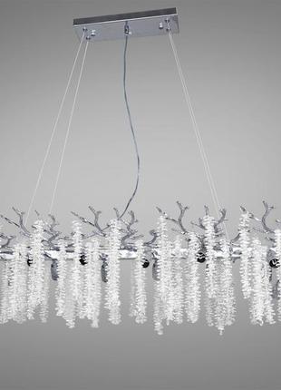 Унікальна підвісна кришталева люстра витягнутої форми, 14 ламп, хром