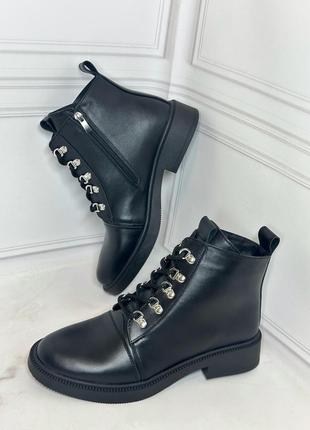 Женские кожаные ботинки черные натуральная кожа замша осень зима по заказу 36-43р