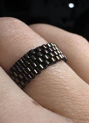 Кольцо из бисера цвет коричневый ирис