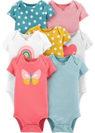 Carters комплект бодиков с коротким рукавом из 7 шт картерс боди неделька girl
