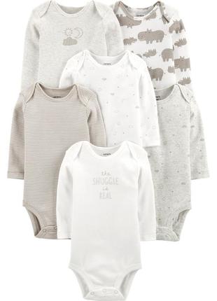 Carters комплект бодиков с длинным рукавом из 6 шт картерс боди солнышко