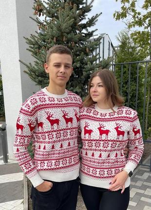Свитер новогодний рождественский модель "большой олень" без горла