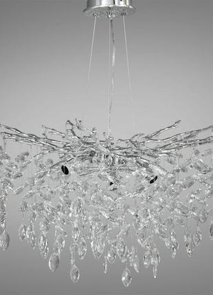 Витончена підвісна кришталева люстра "гліцинія", 8 ламп, хром