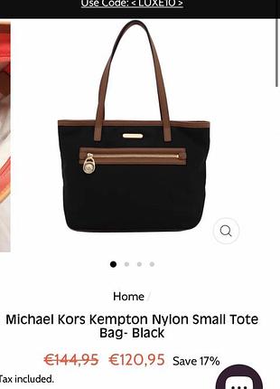 Сумка michael kors нейлон kempton кемптон nylon small tote bag- black оригинал код является