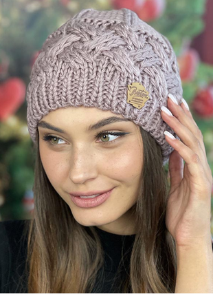Шапка женская теплая «дюран» темная пудра