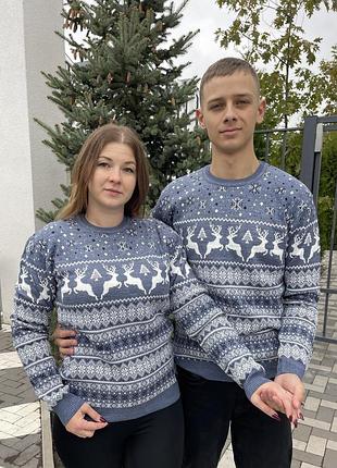 Светр новорічний модель "олені" без горла