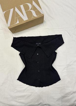 New look женский трендовый черный топ на плече, модная коттоновая кофточка в рубчик, стильный топ с открытыми плечами, размер s/m/l