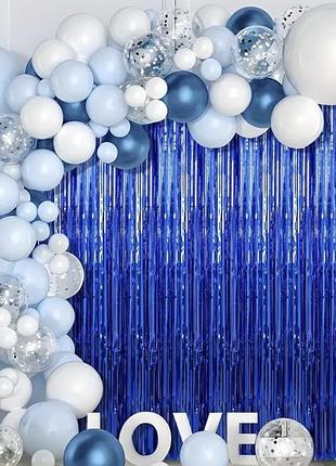 Дождик-штора сатин синий 1 * 2 метра