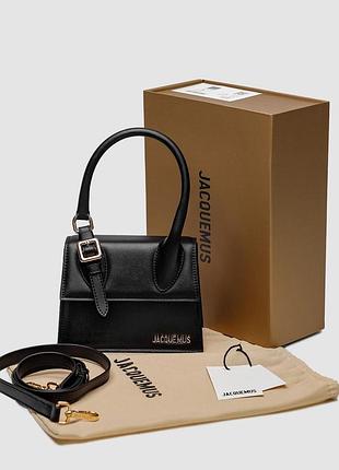 Женская черная сумка из натуральной кожи в стиле jacquemus le chiquito moyen boucle black
