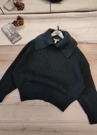 Теплый плотный свитер оверсайз с воротником h&m p xl