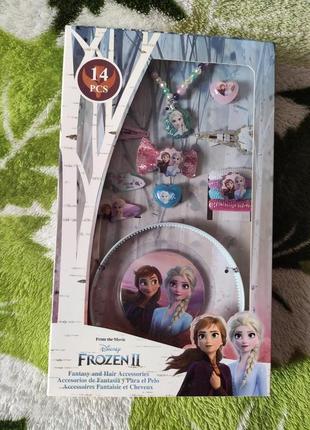 Дитячий набір прикрас для дівчинки заколки ,колье,дзеркало, обідок frozen disney крижане серце ельза