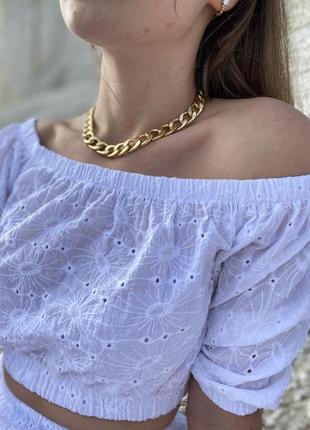 Ланцюжок металевий цепочка на шию чокер підвіска  цепь золотиста