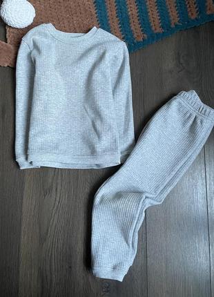 Спортивный костюм серый теплый термо в рубчик 3-5 лет 110 рост