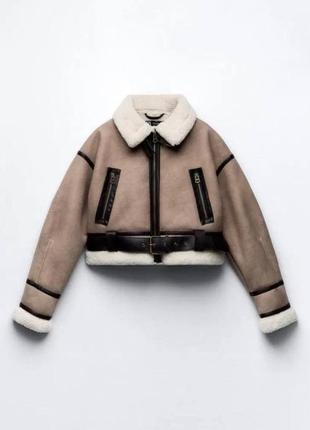 Короткая дубленка zara- s/m/xl. новая зимняя косуха,куртка авиатор