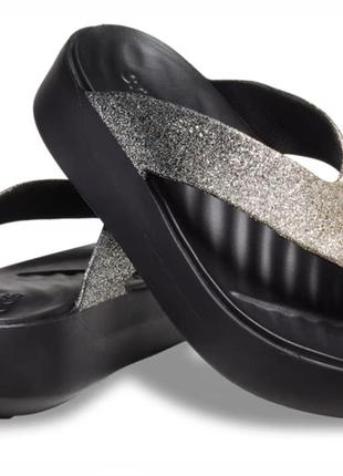 Crocs шлепанцы вьетнамки глиттерные с блеском роскошные