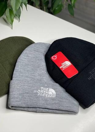 Шапка the north face чорна / хакі / сіра