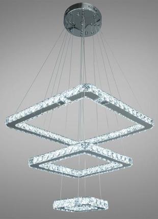 Сучасна підвісна кришталева світлодіодна люстра на тросах, 75w, хром