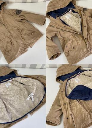 Демісезонна парка/курточка zara babyboy 3/4 роки 98-104 зріст. на підкладці тедді.