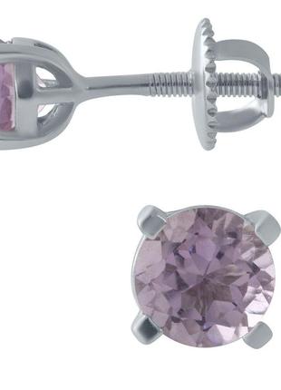 Срібні сережки ogosilver з натуральним аметистом 0.898ct (2020349)