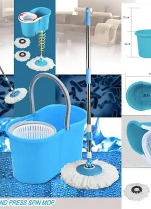 Швабра с металлическим отжимом и ведром с центрифугой для мытья пола arivans, spin mop 360